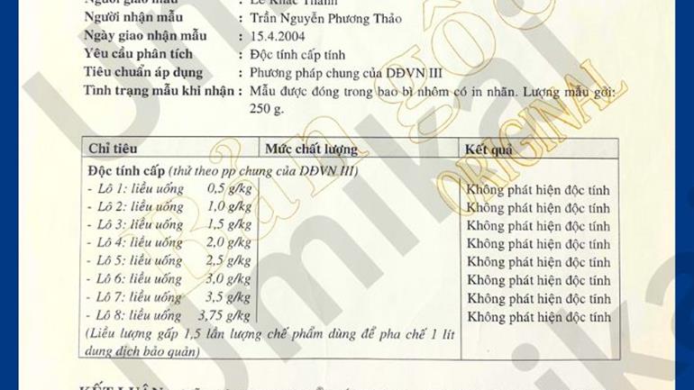 PHÂN TÍCH ĐỘC TÍNH CỦA PHÂN VIỆN KIỂM NGHIỆM - BỘ Y TẾ